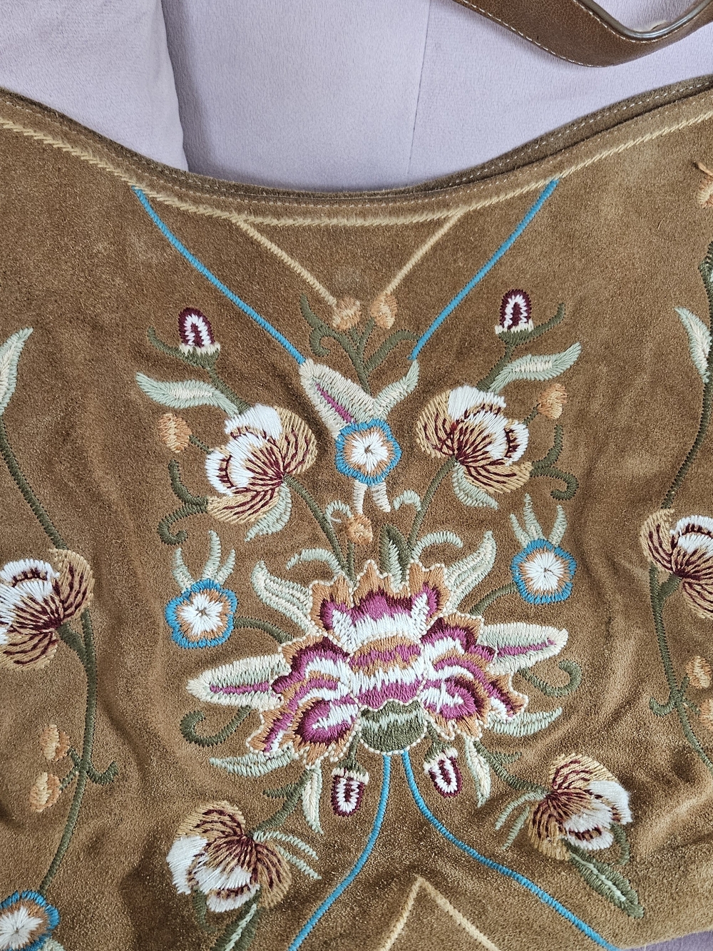 Johnny Was Tan Embroidered Floral Shoulder Bag - Picture 3 of 8